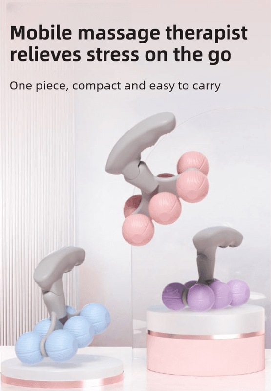 Pink Compact 6-Wheel Handheld Massager - Smooth & Silent, Deep Tissue Muscle