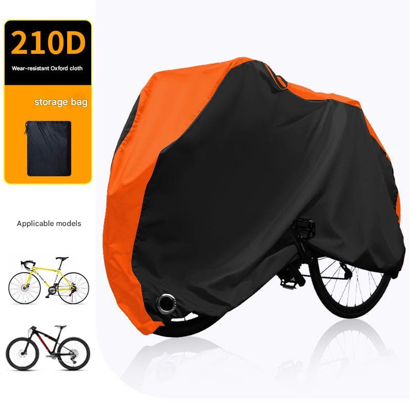 Size M Black And Orange All-Weather 210D Bicycle Cover - Waterproof
