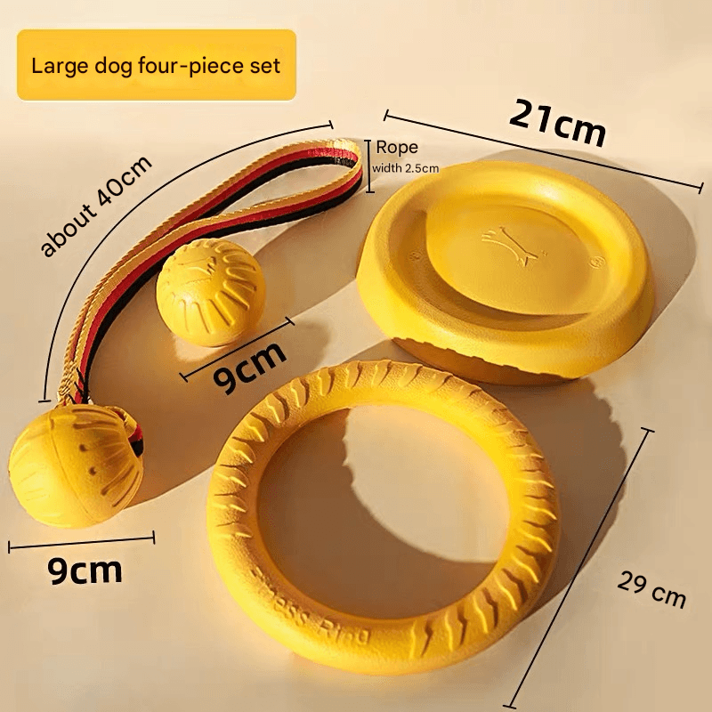 EVA Dog Toy Set - 4-Piece Interactive Play Kit for Large Dogs with Floating
