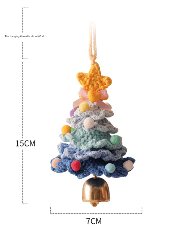 2-Piece Red Handmade-Style Crochet Christmas Tree Ornament - Festive Plush