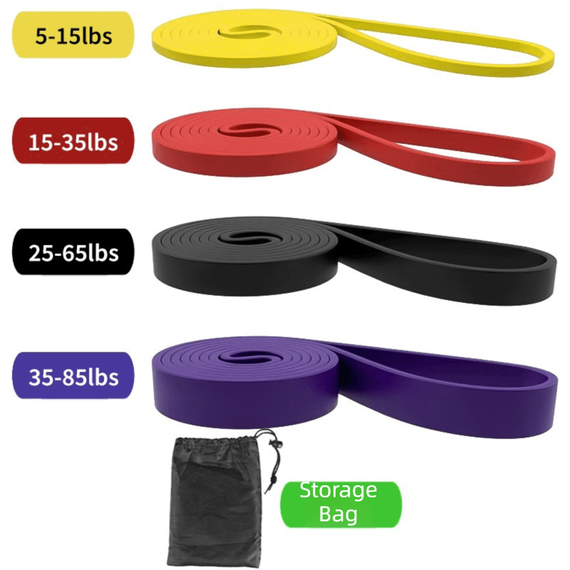 4-piece TPE Resistance Band Set - Heavy Duty Fitness Loop Bands for Strength