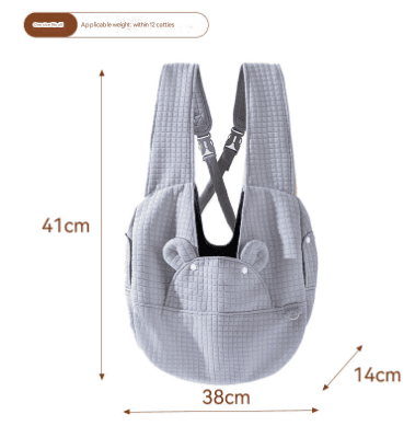 Grey Soft Quilted Pet Carrier Backpack - Front Pack for Small Dogs & Cats