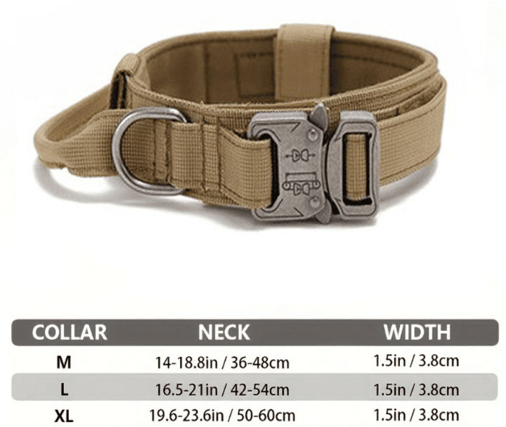 M Army-green Heavy Duty Tactical Dog Collar - Military Grade Nylon with Zinc