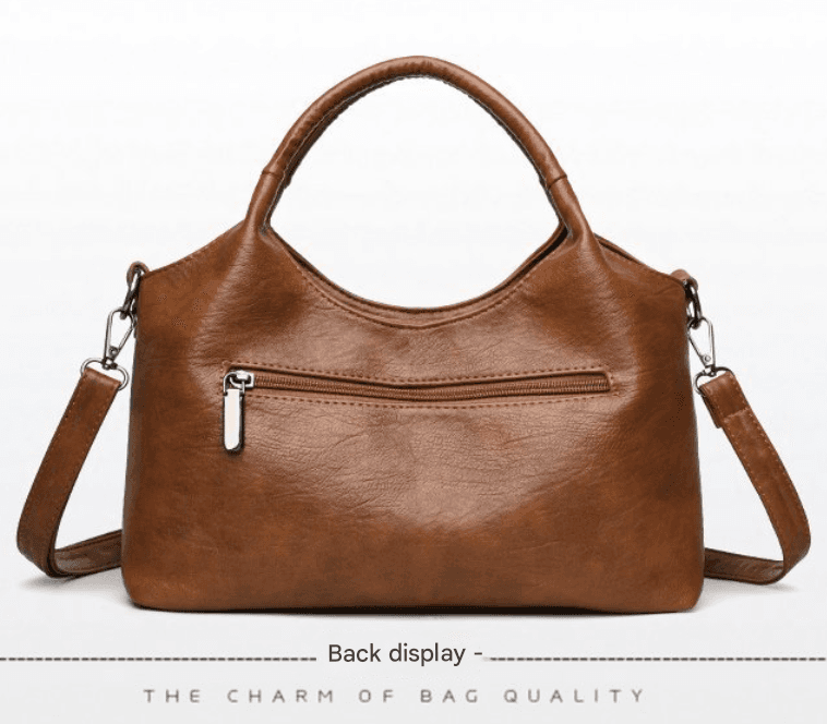 Brown Retro Soft PU Leather Handbag for Women - Trendy Large Capacity Daily