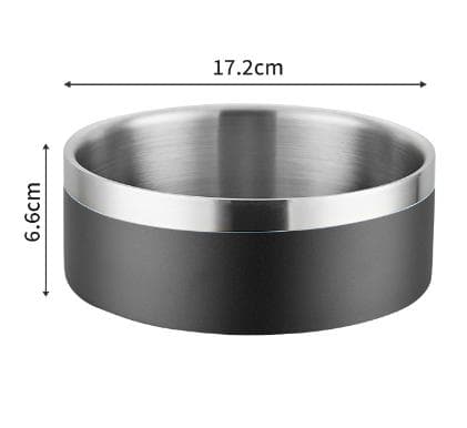Black and Silver 304 Stainless Steel Pet Bowl (32oz) - Black And 32oz