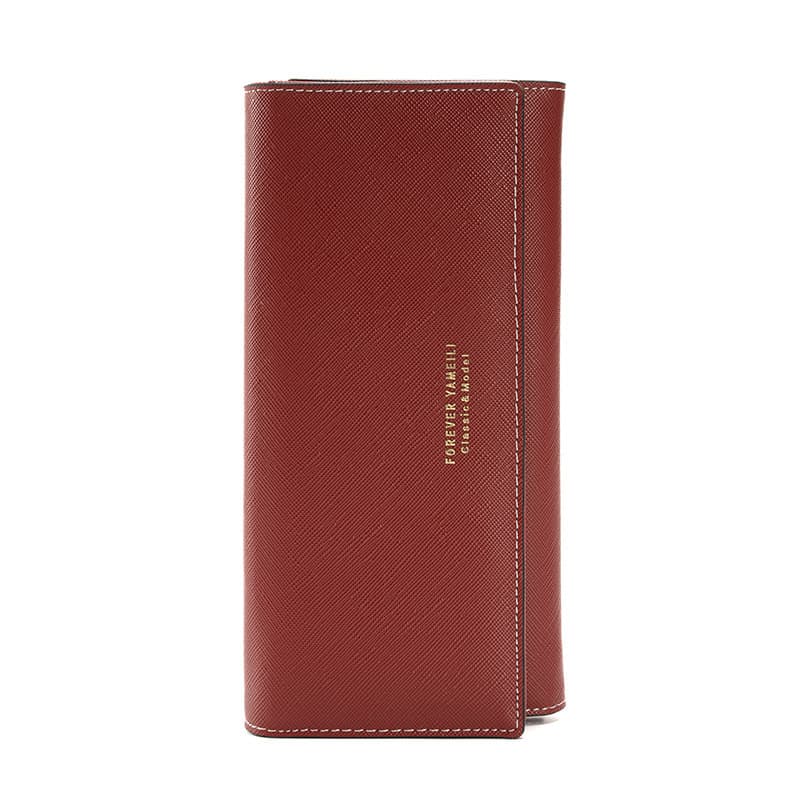 Deep Red PU Slim Wallet with Polyester Interior - Clutch for Cards and Cash