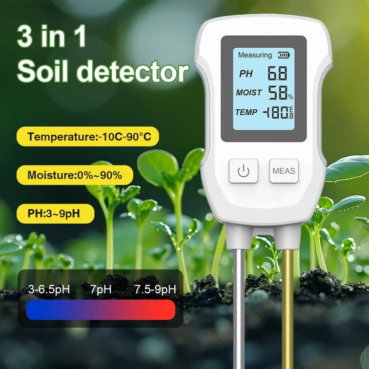 3-in-1 Soil Detector for pH, Moisture - Battery not included