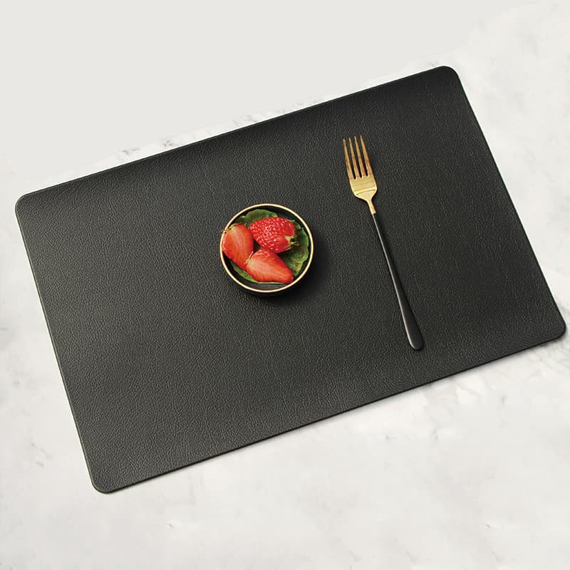 5-Piece Black Nordic Style Leather Placemat - Anti-Slip, Heat-Resistant