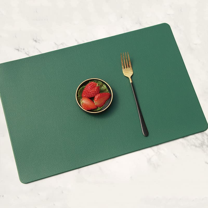 5-Piece Green Nordic Style Leather Placemat - Anti-Slip, Heat-Resistant