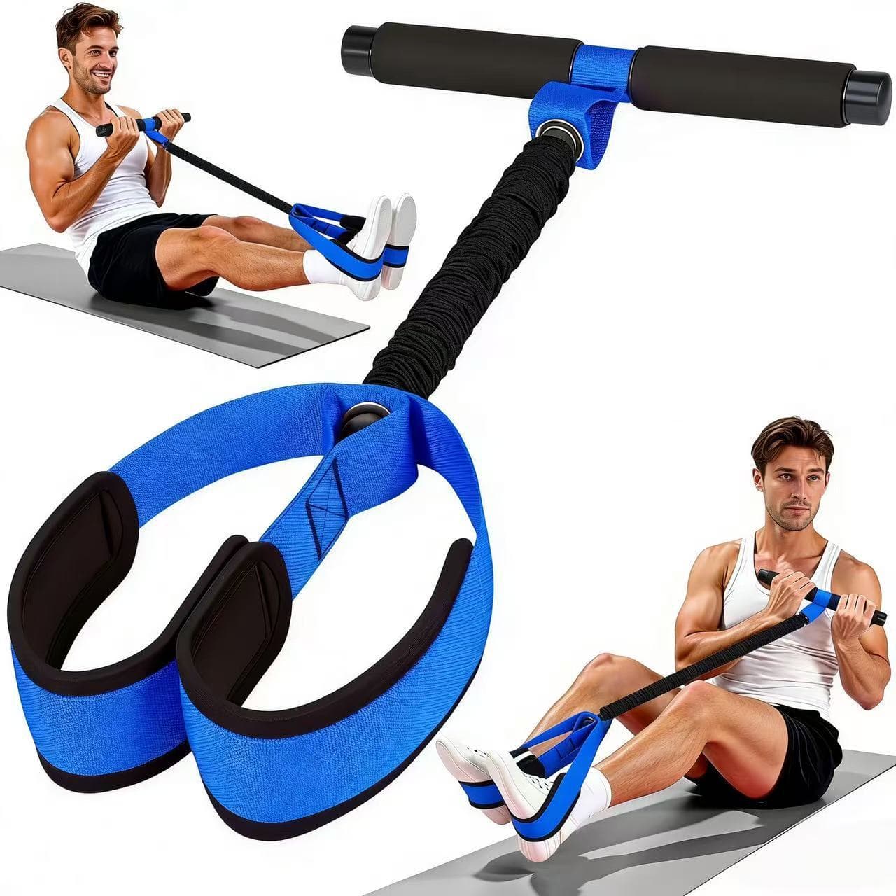 Blue Multifunctional Pedal Resistance Band - Home Fitness Sit-up Assistant