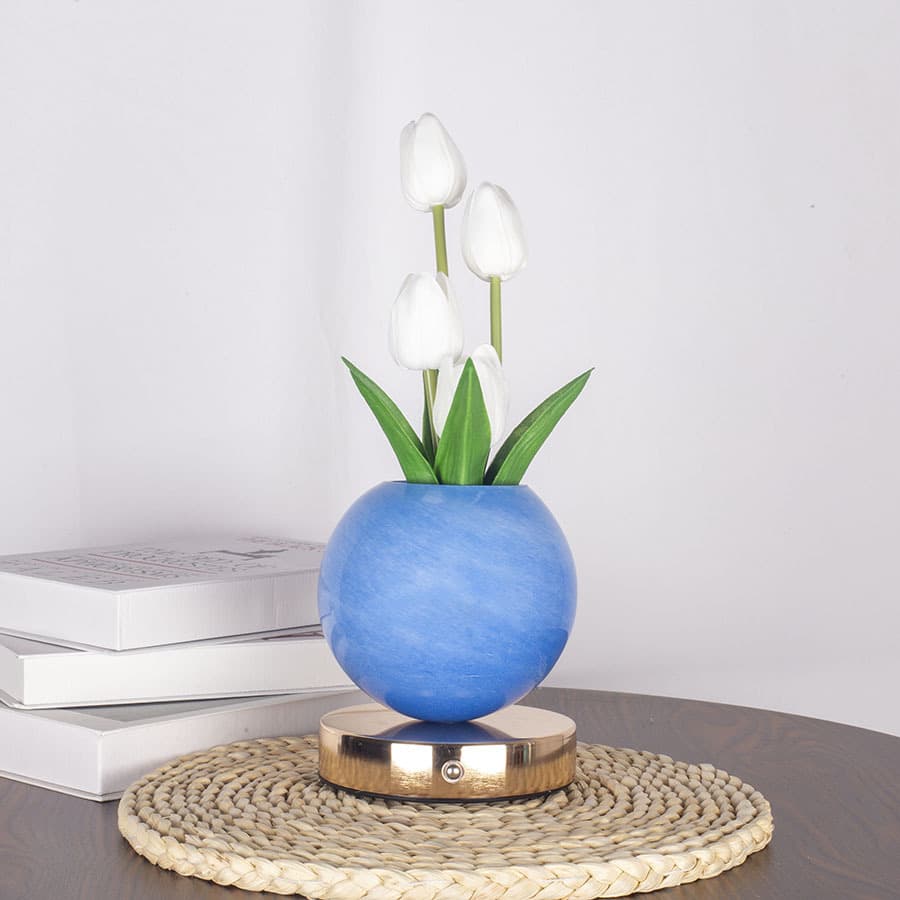 White Tulip Night Light - Floral Table Lamp for Bedroom Ambiance