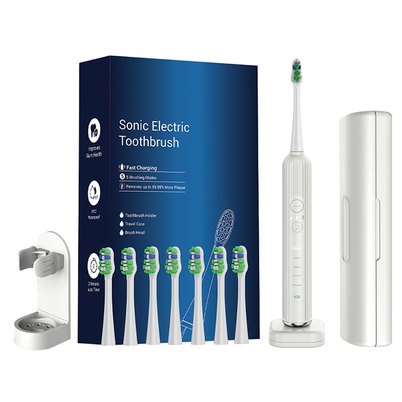 Advanced Electric Toothbrush with 5 Modes and 8 Brush Heads (White)