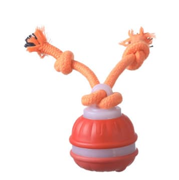 Interactive Dog Chew Toy with Rope - Treat Dispensing Ball for Play - Red