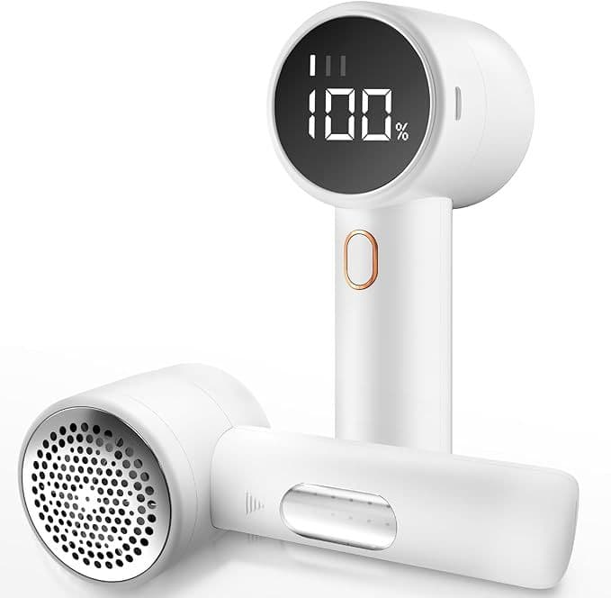 Rechargeable Electric Lint Remover with LED Display - 3 Speed - White