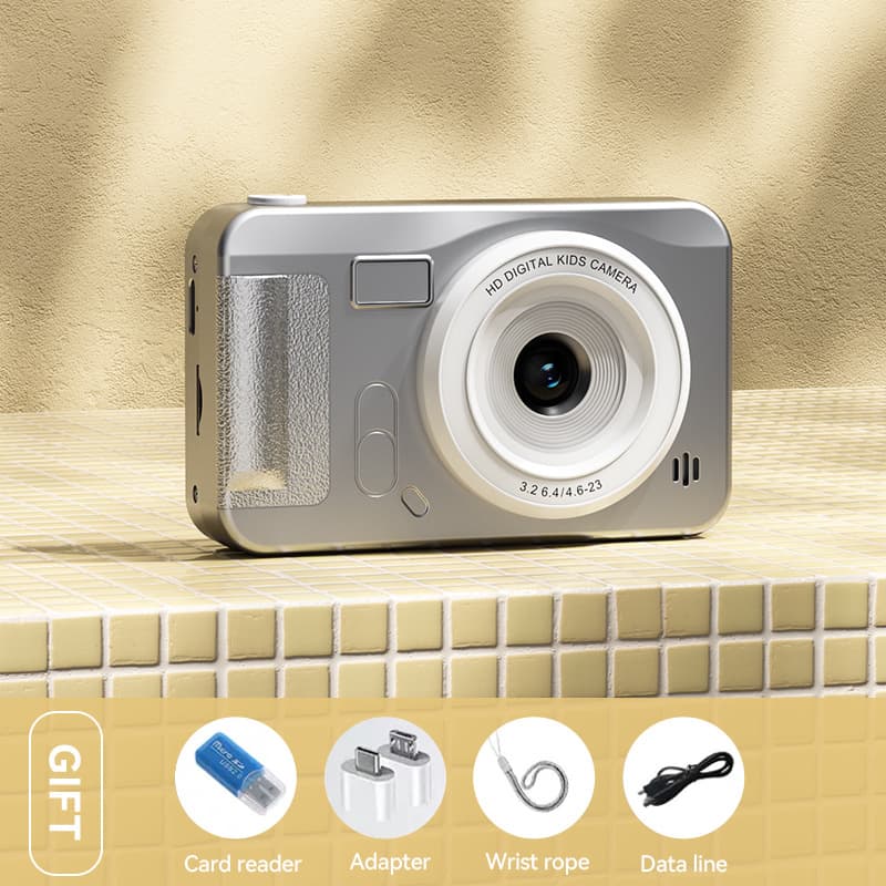 Student HD Digital Camera - 44MP, 8x Zoom, Autofocus, Dual Lens - Silver