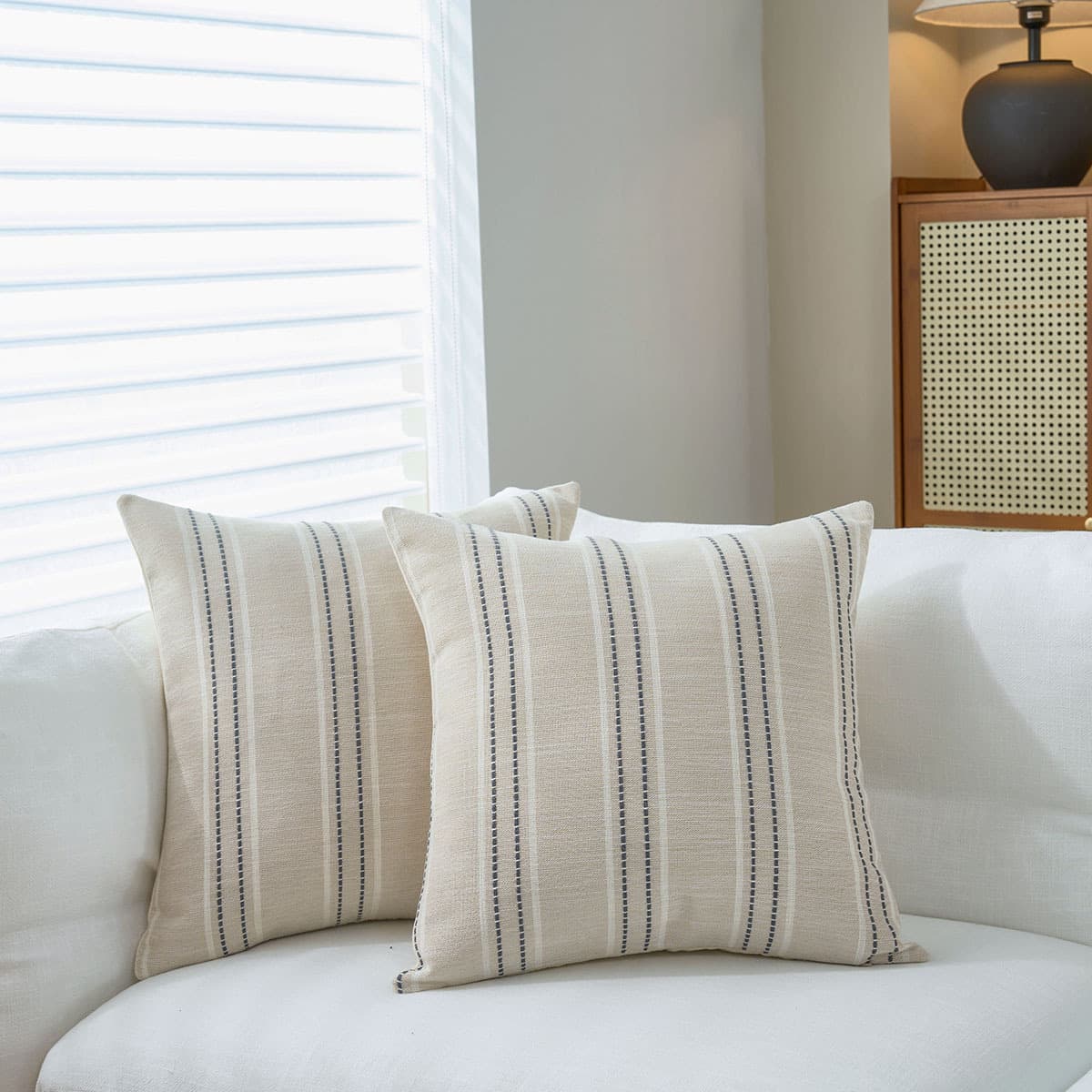 Textured Vertical Striped Pillowcases - Scandinavian Home Decor - Grey