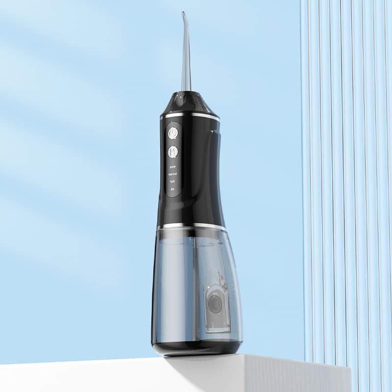 Portable Electric Oral Irrigator with 4 Nozzles 3 Pressure Modes - Black