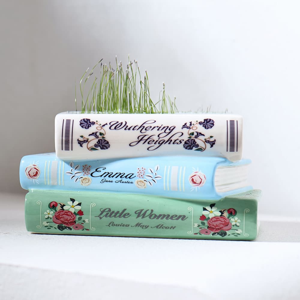Literary Book Vase - Creative Ceramic Planter & Desk - Stack Of Books