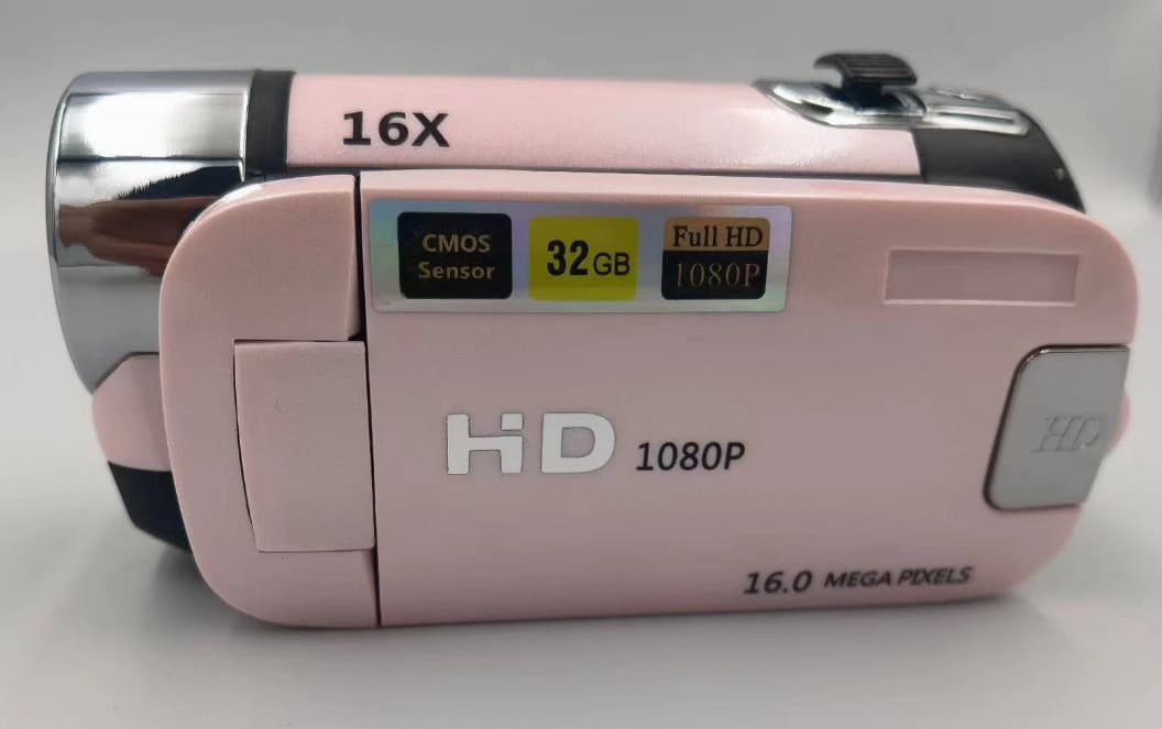 Pink Capture Life's Moments: HD 1080P Digital Camcorder - 16MP Photos, 16X