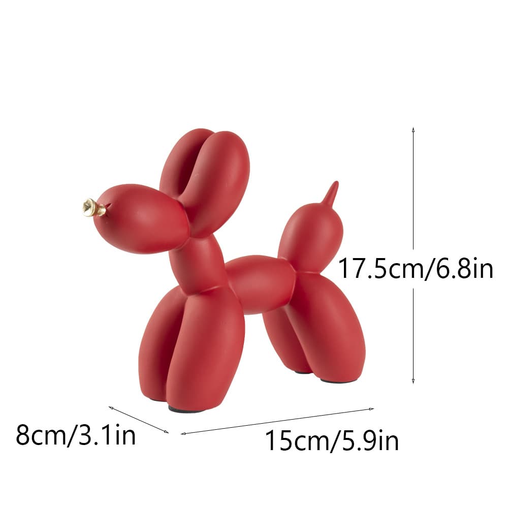 Red Modern Resin Balloon Dog Sculpture - Playful Art Figurine with Golden