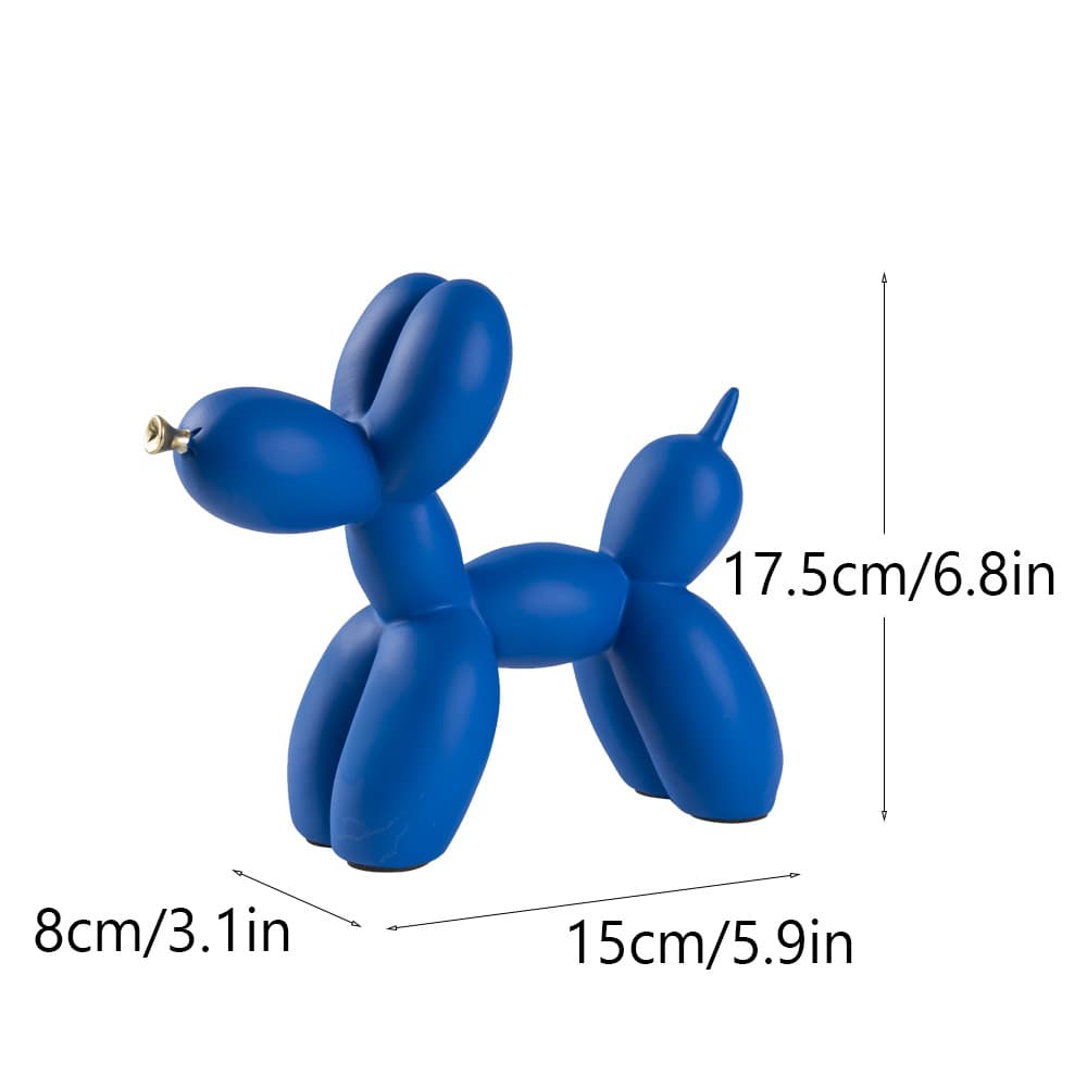 Blue Modern Resin Balloon Dog Sculpture - Playful Art Figurine with Golden