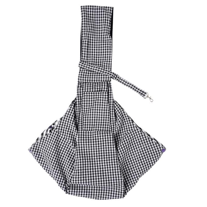 Black and White Checkered Pet Sling Carrier for Small Dogs & Cats