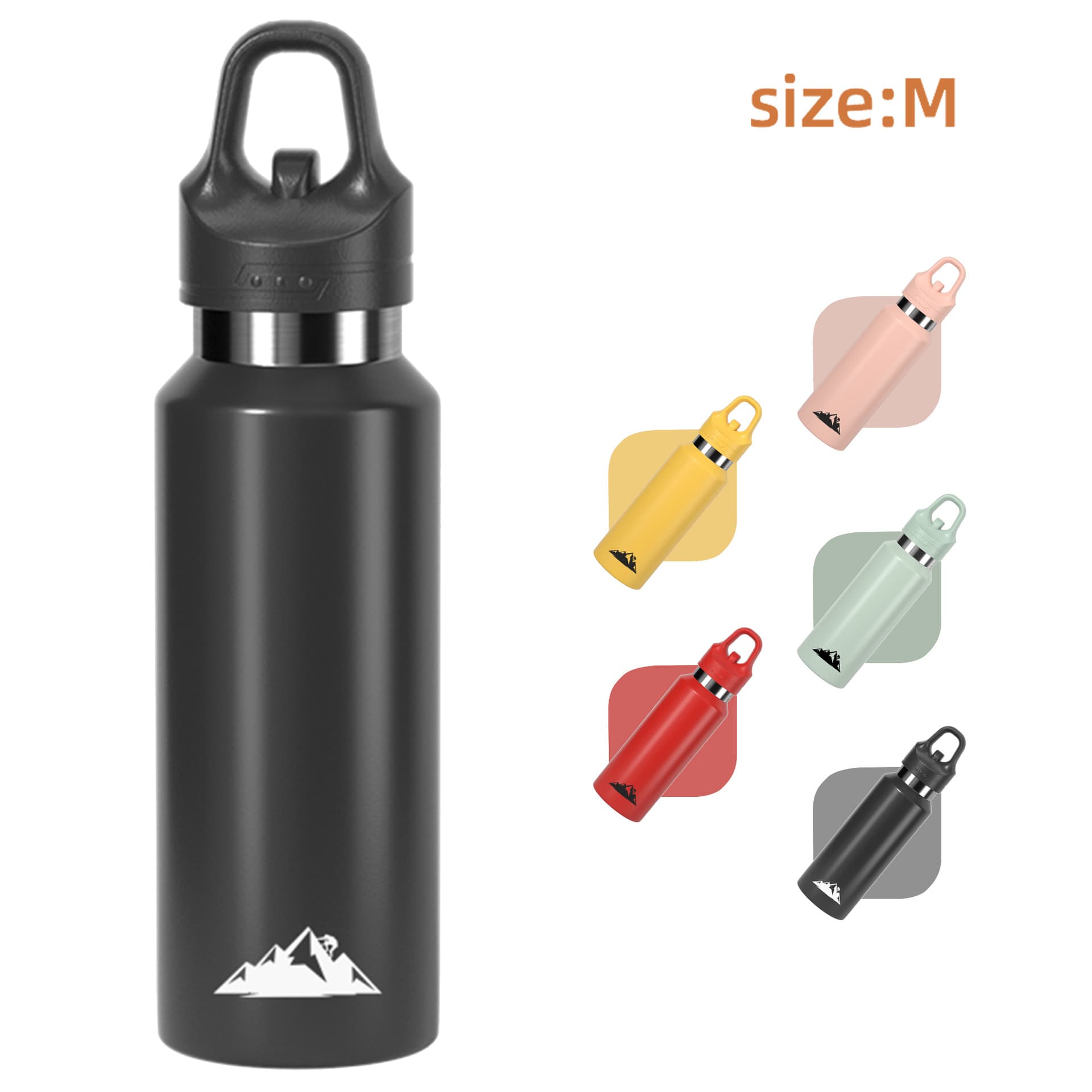 Black 480 ml Insulated Stainless Steel Water Bottle - Leakproof One-Click