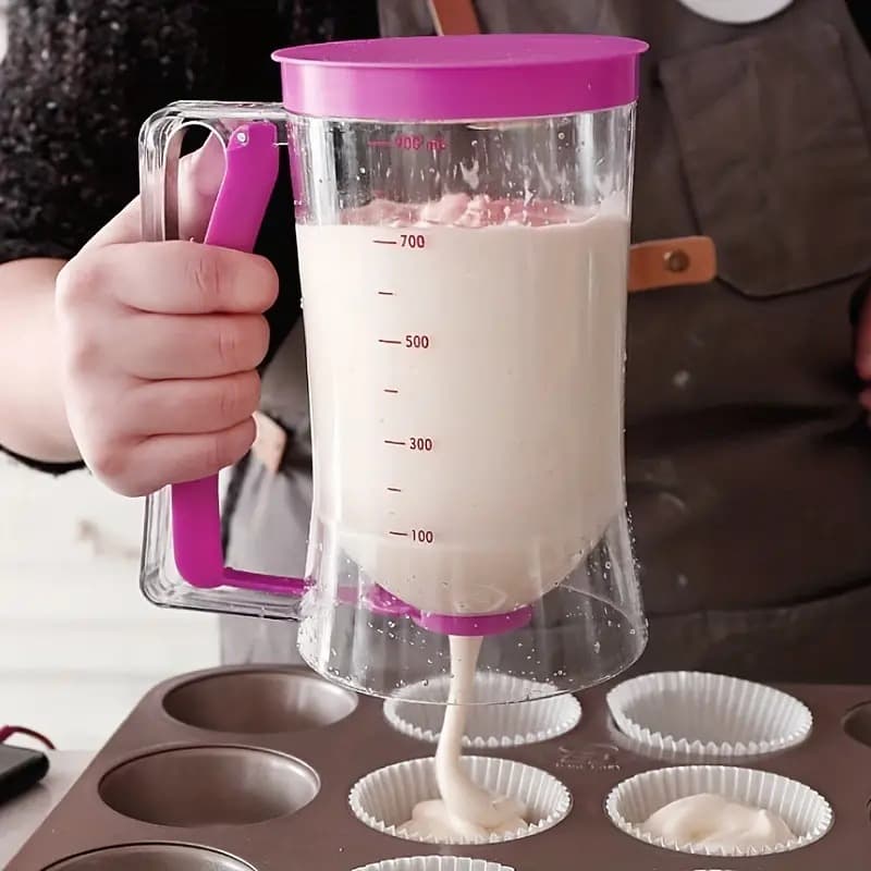 900 ml Batter Dispenser with Measurement Marks - Purple, Easy-Pour