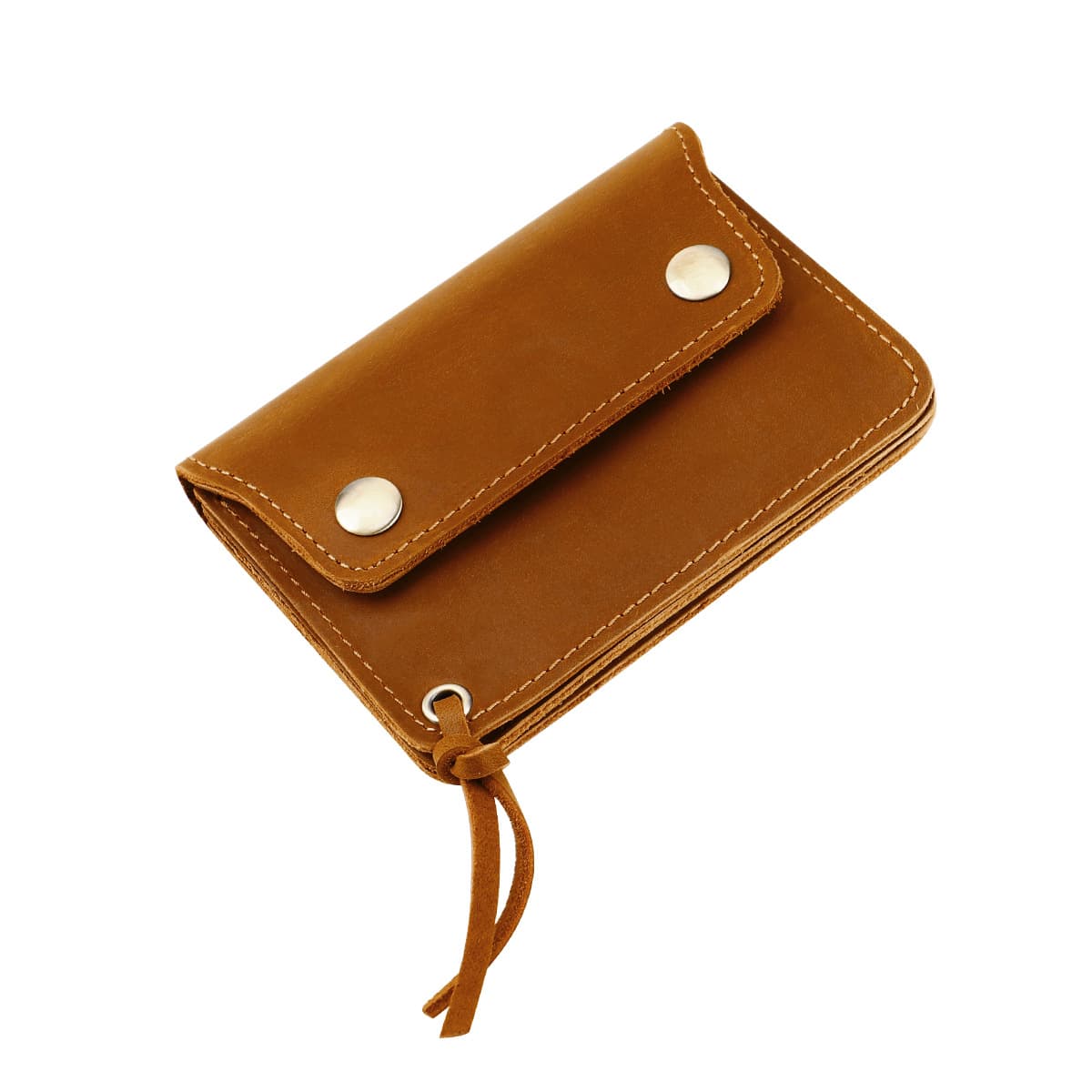 Khaki Vintage Handmade Crazy Horse Leather Wallet - Compact Card Holder