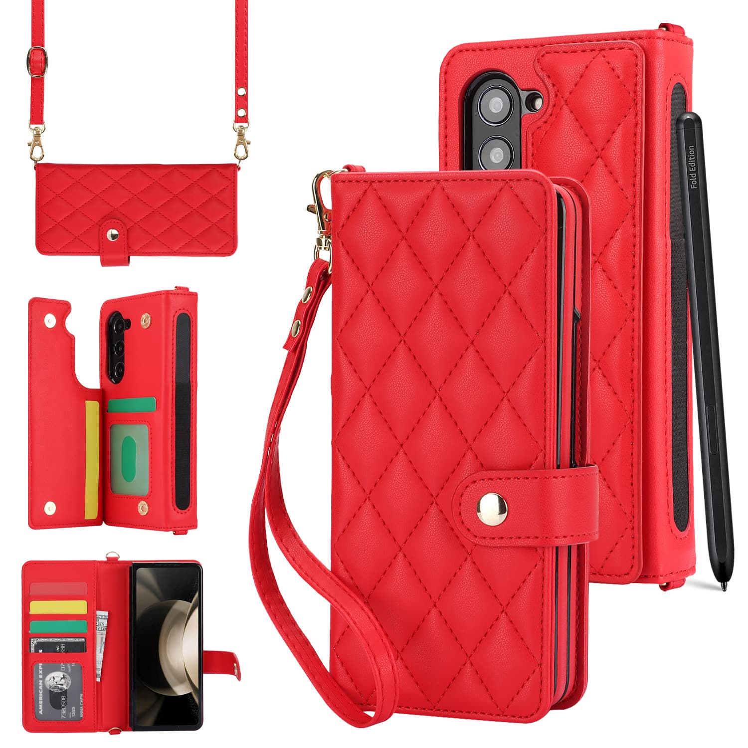 Galaxy Z Fold3 Multi-Functional Leather Wallet Case for Samsung Z Fold