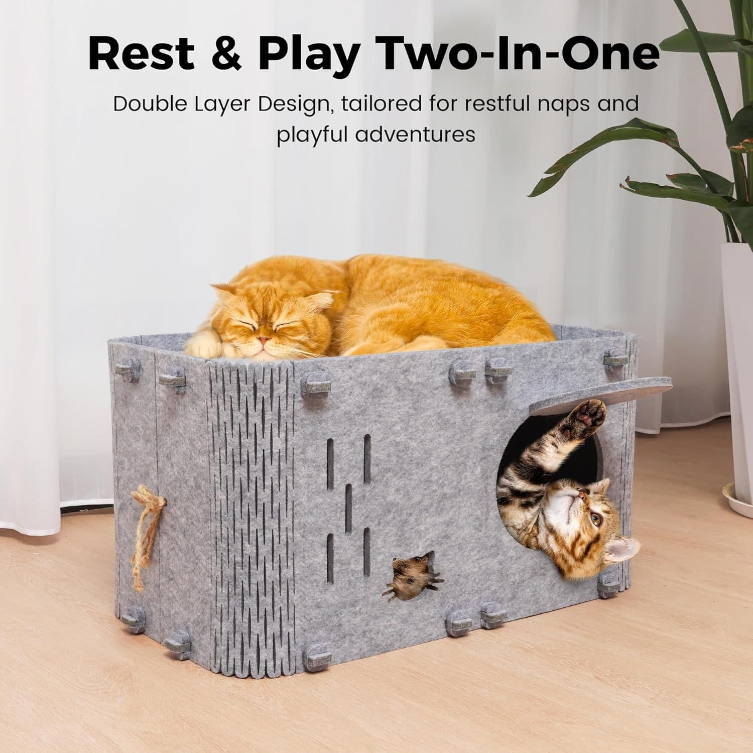 Felt Cat House - Detachable Foldable Breathable Pet Bed for Cats