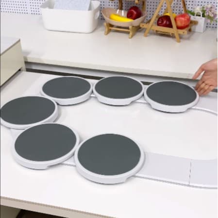 White 6 discs TheLazy Susan Revolution - Portable 22 cm Rotating Food Tray