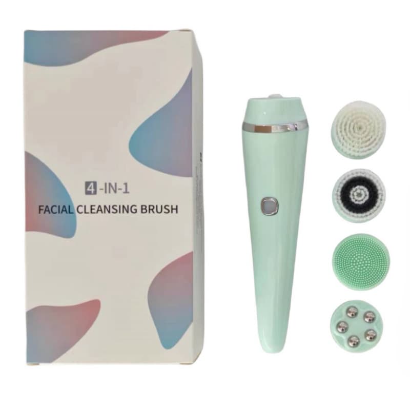 4-in-1 Electric Facial Cleansing Brush & Massager - IPX6 - Light green