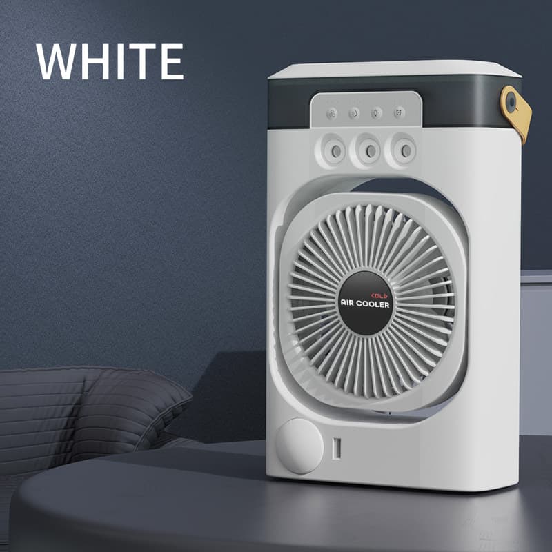 White 3-in-1 Portable Air Cooler Fan - Desktop Humidifier & LED Light, Nano