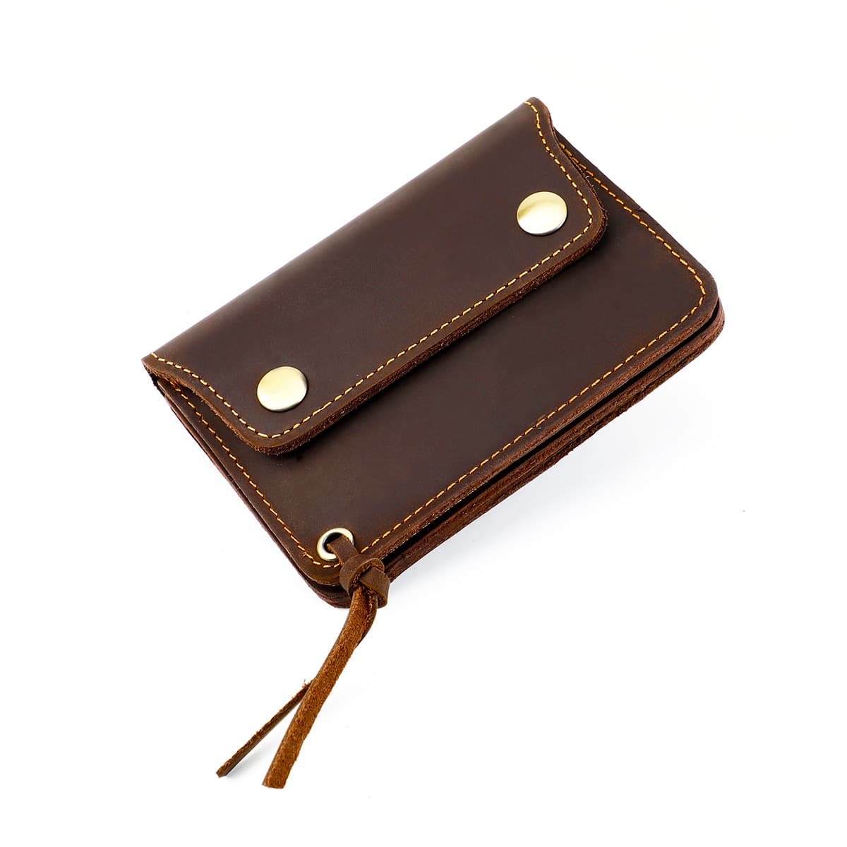 Coffee Vintage Handmade Crazy Horse Leather Wallet - Compact Card Holder