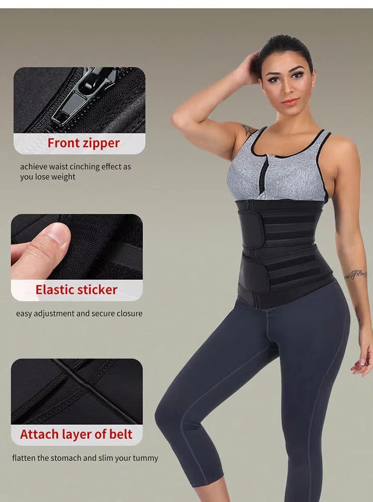 Size 5XL Black Women's Sweat-Enhancing Waist Trainer Belt - Dual Strap
