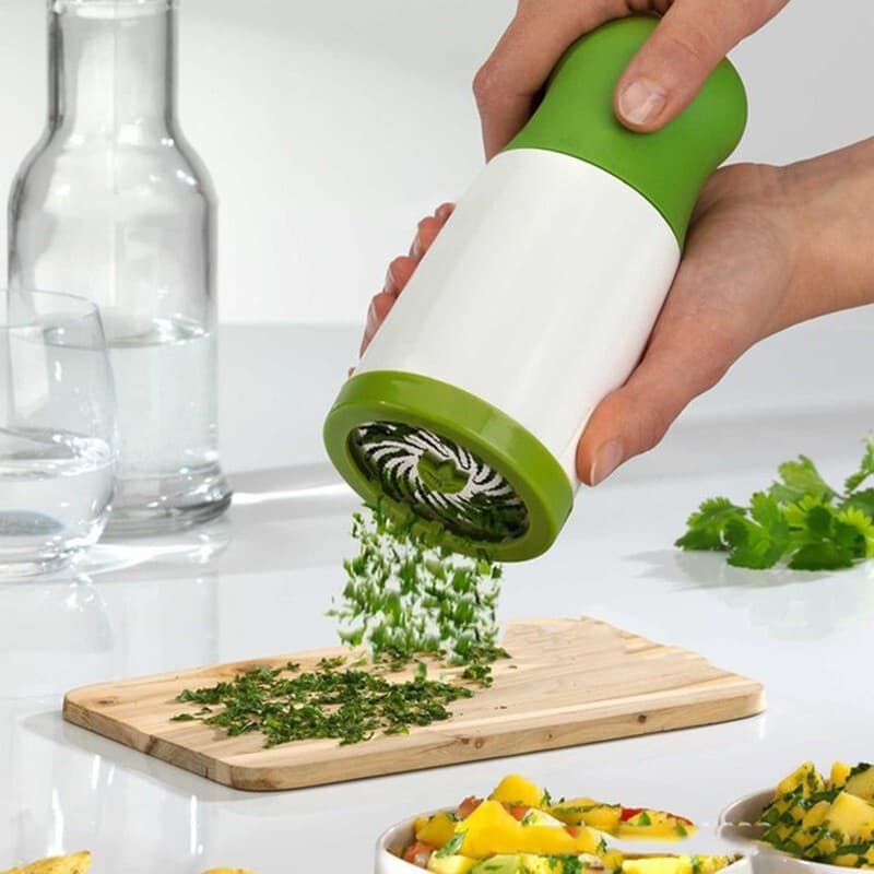 2-Piece Green and White Manual Rotary Herb Grinder & Spice Mill - Effortless