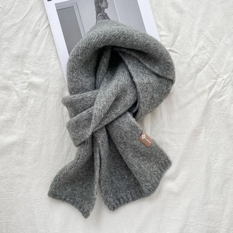 Grey Luxuriously Soft Wool Blend Knit Scarf - Cozy Warm Solid Colour Unisex
