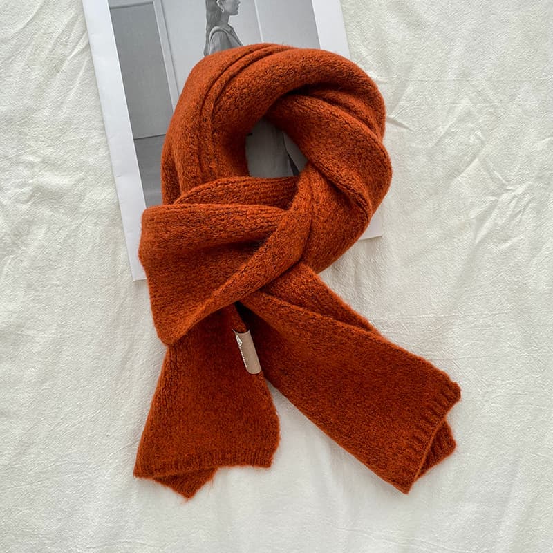 Orange Luxuriously Soft Wool Blend Knit Scarf - Cozy Warm Solid Colour