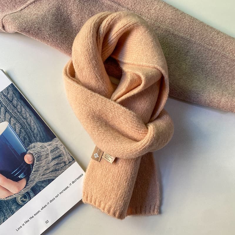 Pink Luxuriously Soft Wool Blend Knit Scarf - Cozy Warm Solid Colour Unisex