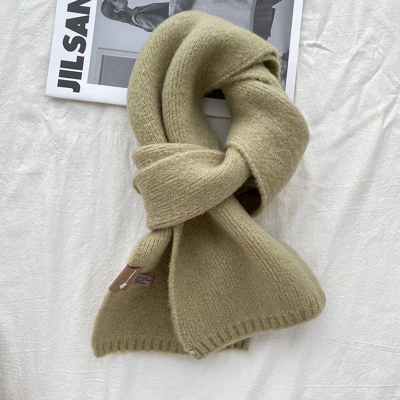 Light Green Luxuriously Soft Wool Blend Knit Scarf - Cozy Warm Solid Colour
