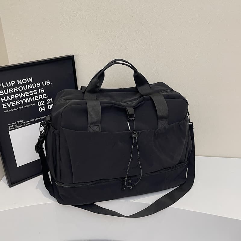 Black Large Capacity Travel Bag with Wet/Dry Separation - Canvas
