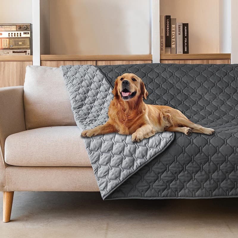 Grey 2-Sided Waterproof Pet Sofa Cover - Dog Bed Protector Blanket