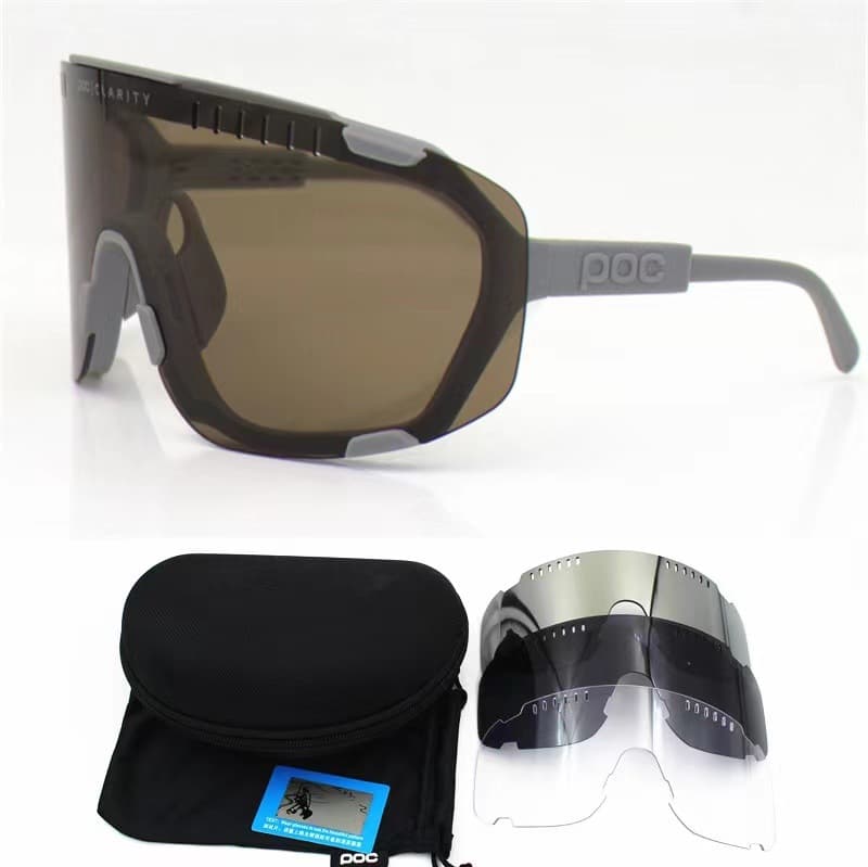 Grey Frame Tea Chips Oversized Shield Cycling Sunglasses - Wide Vision UV400