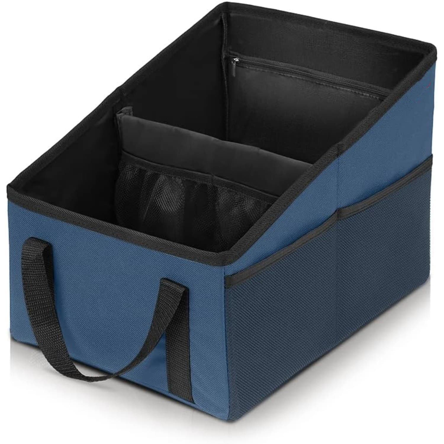 3-piece Blue Car Trunk Storage Box - Large Capacity Oxford Cloth Foldable