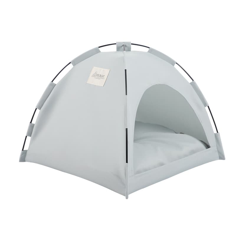 Grey Portable Pet Tent Bed with Cooling Mat - Breathable Foldable Outdoor