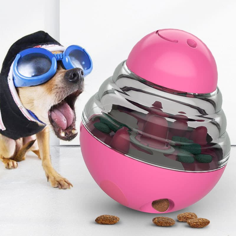 Interactive Dog Puzzle Feeder with Adjustable Food Dispensing Holes (Pink)