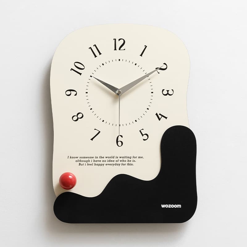 Abstract Modern Wall Clock - Silent Non-Ticking Decorative Clock - Black