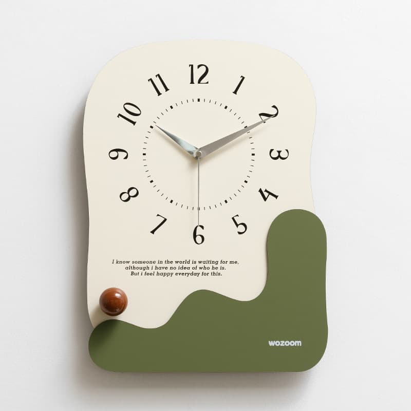 Abstract Modern Wall Clock - Silent Non-Ticking Decorative Clock - Green
