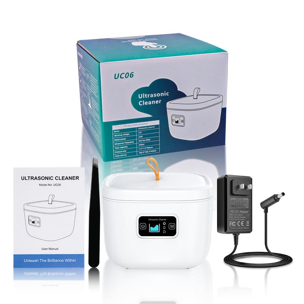 Professional Ultrasonic Cleaner with UV Light - 45000Hz for Dentures - White